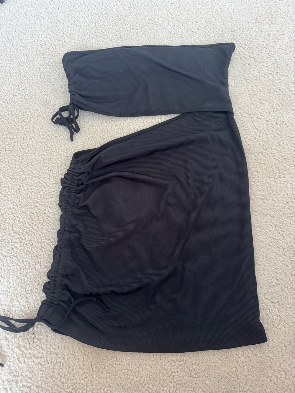 Black One-Shoulder Ruched Side Dress
